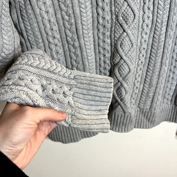 Gray Cable Knit Crew Neck Sweater - Picture 2 of 5